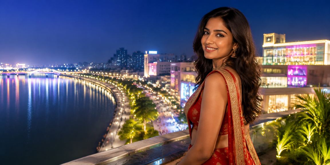 Ahmedabad riverfront evening with casino app usage
